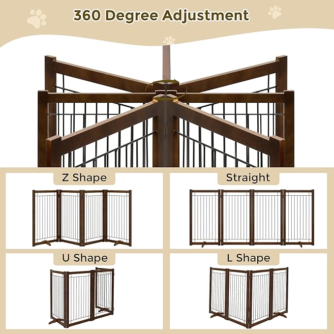 Wire Dog Gate Solid Wood Frame, Anti-Chewing, Indoor Freestanding Pet Gate - Image 3