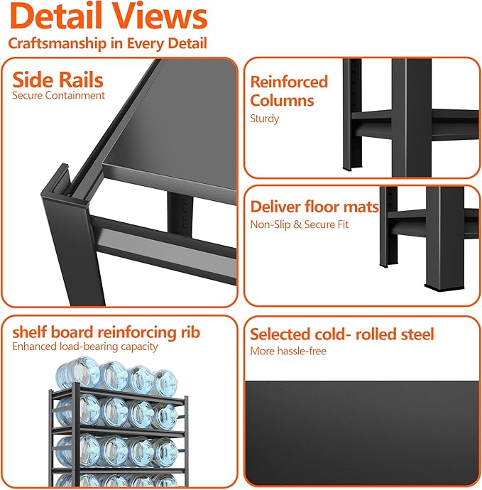 Storage Shelves, Garage Metal Shelving Unit, Adjustable, Double-Layer Column - Image 3