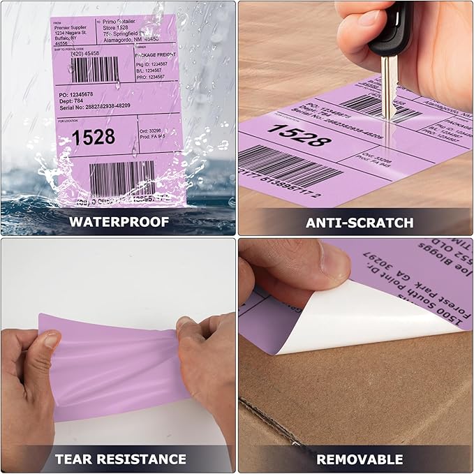 Purple Direct Thermal Labels 4 × 6 Inch Vinyl Self-Adhesive Fanfold Shipping - Image 6