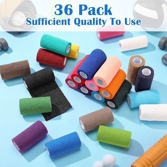 Treela 36 Pcs Self Adherent Bandage 4" X 5 Yard Wrap Breathable Cohesive - Image 4