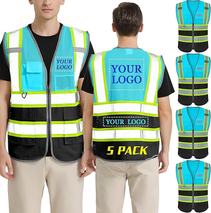 BeautyWill Custom Logo Safety Vest Class 2 High Visibility Reflective Vest by BeautyWill