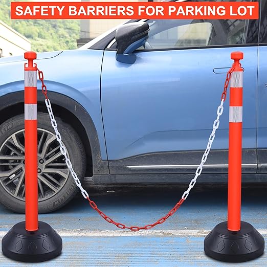 OrangeStar 6 Packs Traffic Delineator Post Cones, 40” Driveway Chain Safety - Image 6