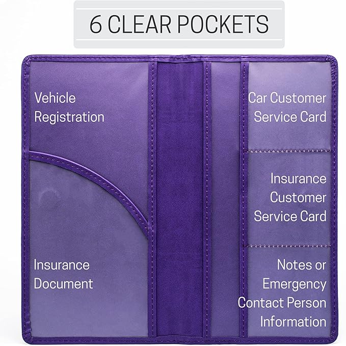 CANOPUS Car Registration and Insurance Holder, PU Leather Card Holder, Vehicle - Image 3