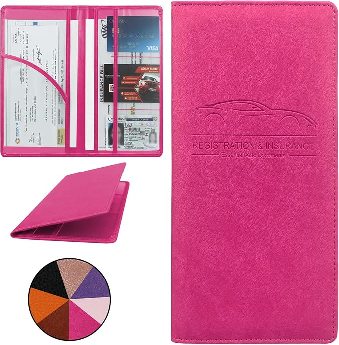 Car Registration and Insurance Holder, Premium Pu Leather Vehicle Glove Box by Miunice