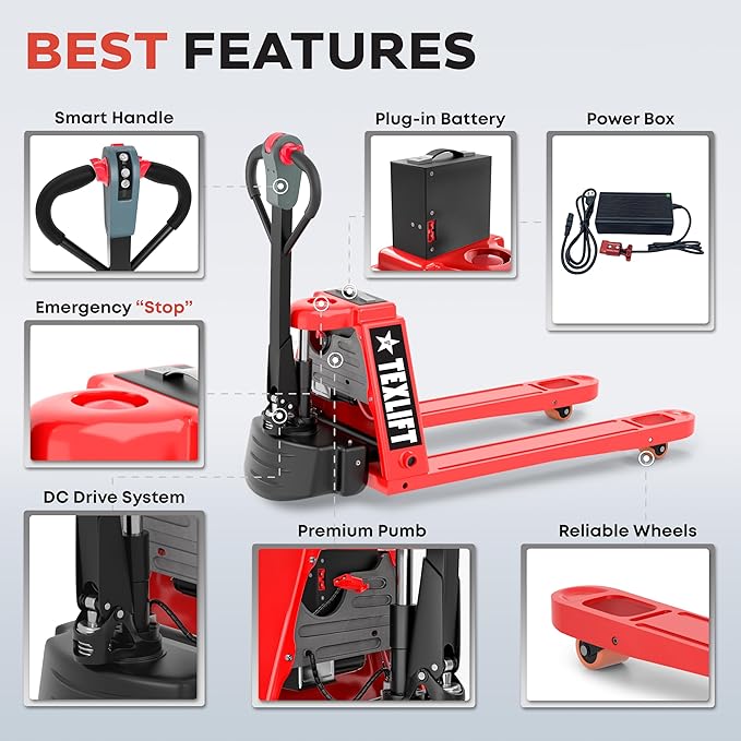 Full Electric Power Pallet Jack – Standard Duty Pallet Truck 4400 Lb Capacity - Image 3