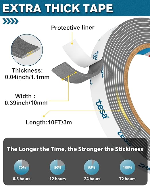 Tesa Double Sided Tape Heavy Duty 0.4in x 10ft 6311, Adhesive Mounting Tape - Image 4