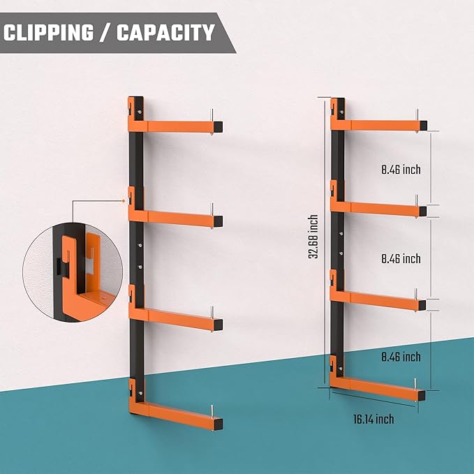 Lumber Storage Rack, Snap-Fit Connection Lumber Rack Wall Mount, Heavy Duty - Image 3