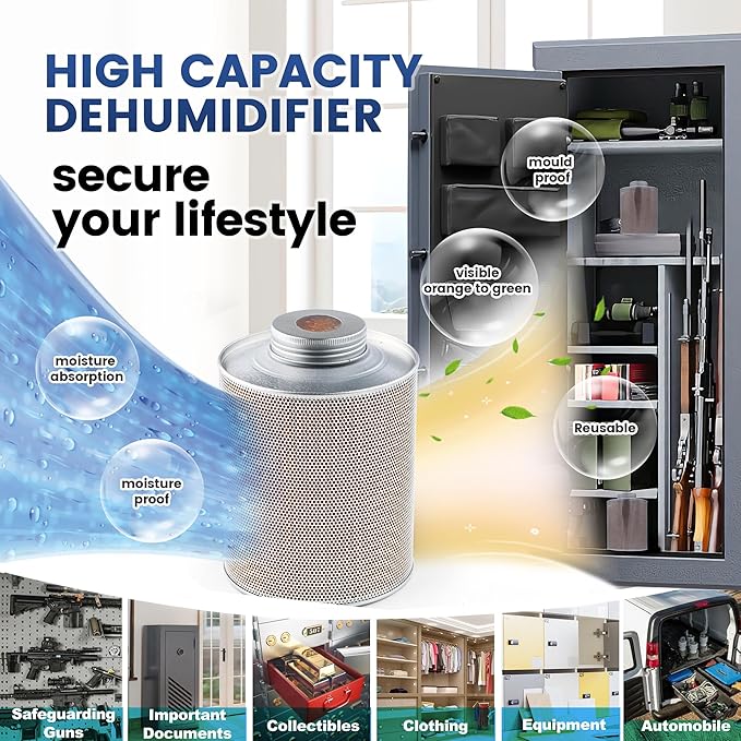 750 Grams Gun Safe Dehumidifier, Reusable Canister Desiccant Dehumidifier - Image 6