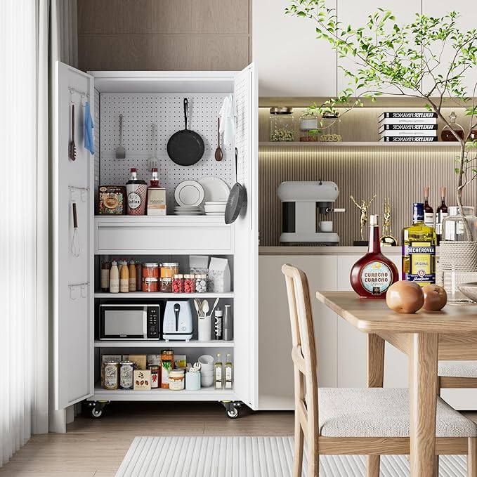 Metal Storage Cabinet with Drawers, Locking Garage Tool Cabinets on Wheels with - Image 8