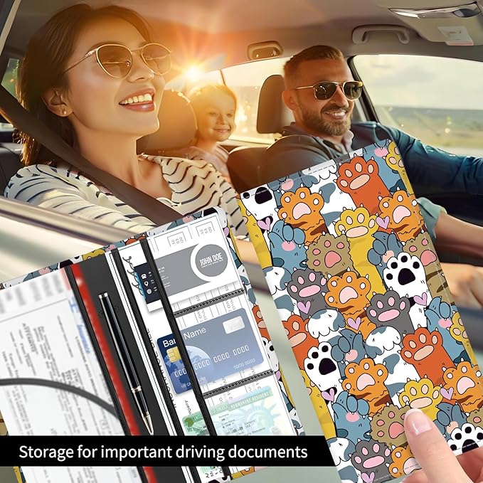 Premium Car Registration and Insurance Card Holder, Cute PU Leather Car - Image 2