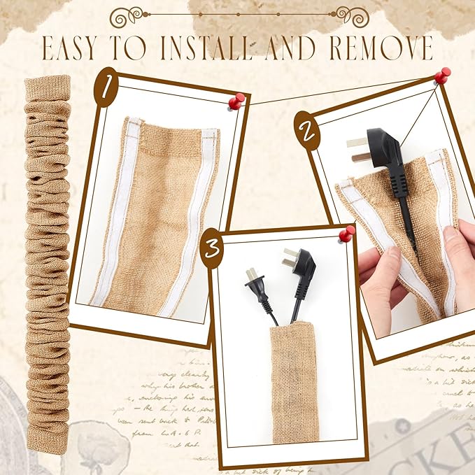 2 Pack 6 ft Fabric Cord Cover Chandelier Chain Sleeve Natural Jute - Image 6