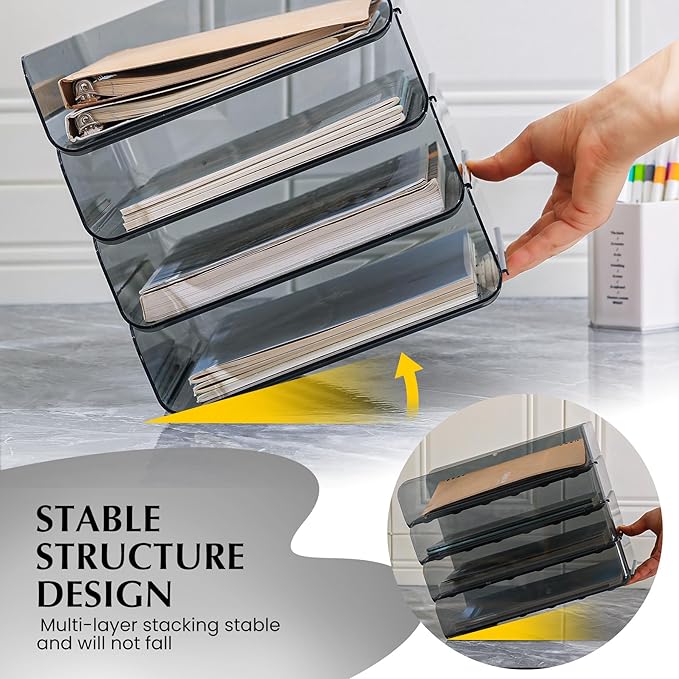 2 Pack Stackable Paper Tray Organizer, Office Organizer and Storage - Image 6