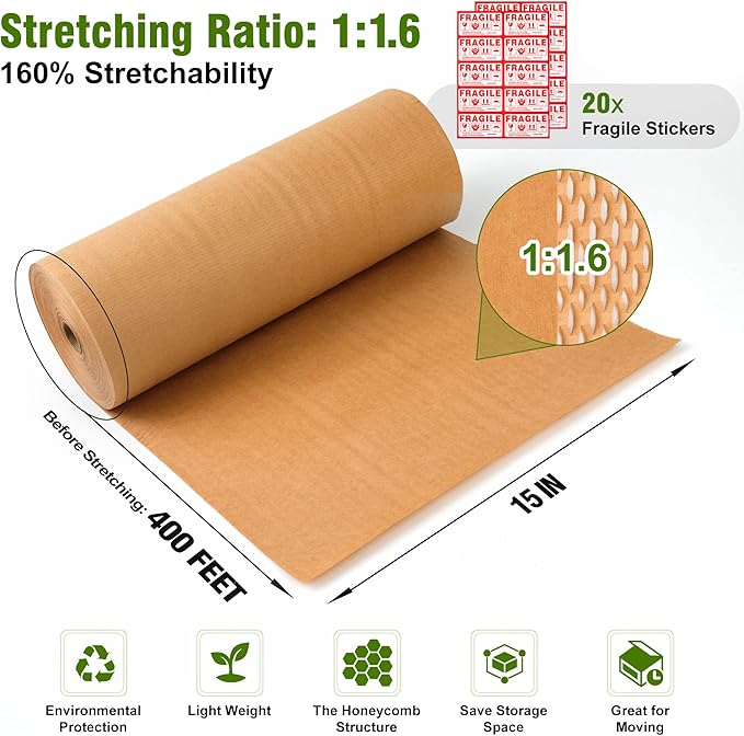 Honeycomb Packing Paper 15" Width X 400 FT - Image 2