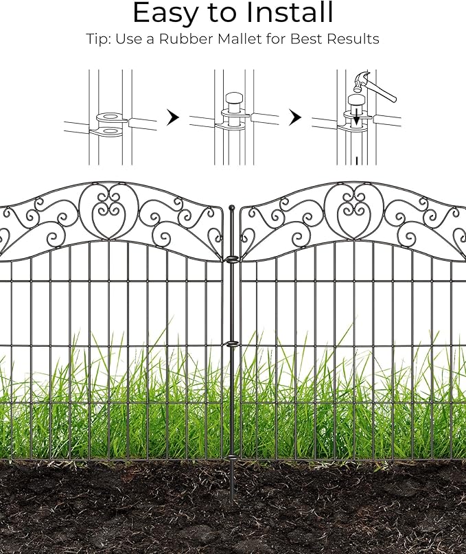 10 Panels No Dig Decorative Outdoor Garden Fence, 40 in X 23.6 ft Animal - Image 5