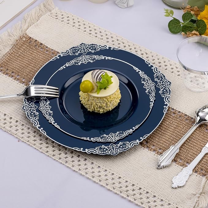 700PCS Navy Blue Plastic Plates - Image 5