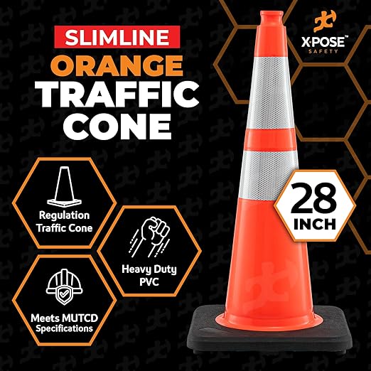 Xpose Safety 28 Inch Orange Slim Line Traffic Cones - Image 4