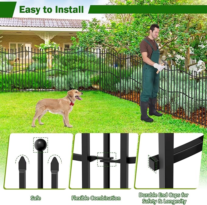 8 Panels No Dig Decorative Garden Fence - 40in H x 18ft L - Image 5