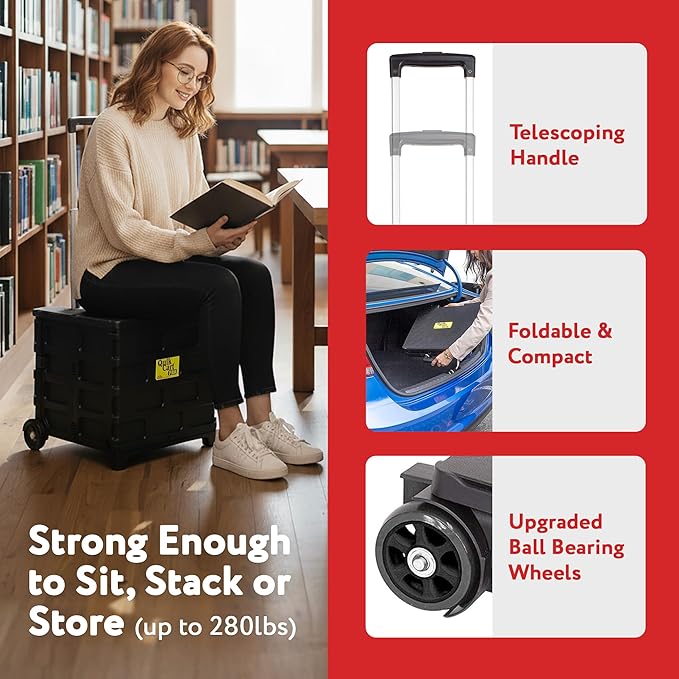 dbest products Quik Cart Pro Wheeled Rolling Crate Teacher Utility - Image 8