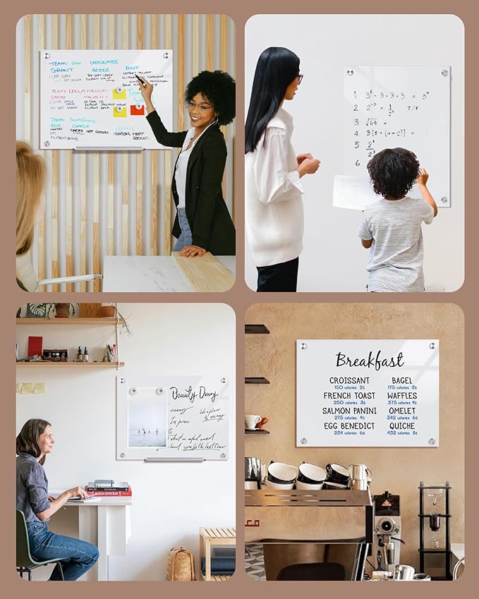 Mifuro Magnetic Glass Whiteboard，24"x18" Wall Mounted Frameless Dry Erase Board - Image 9