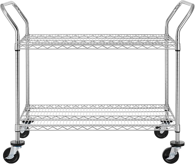 Finnhomy 2-Tier Commercial Grade Rolling Cart, Heavy Duty Utility Cart - Image 6