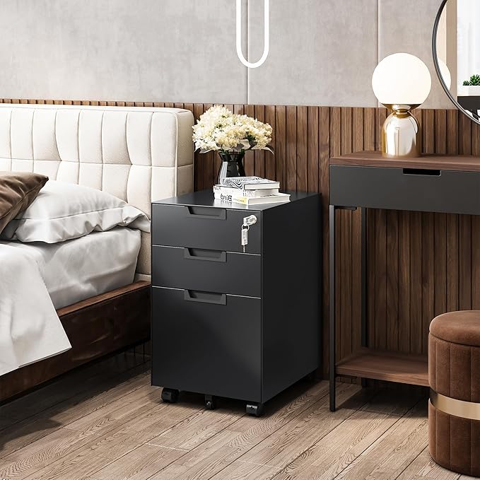 3 Drawer Vertical File Cabinet, Mobile Filling Cabinets - Image 9