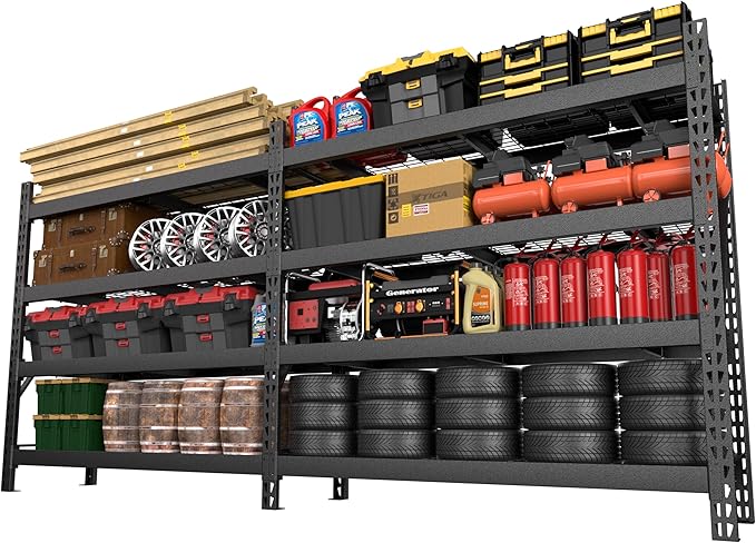 8000LBS 78 "W x 24 "D x 72 "H Garage Shelving, 4-Tier Industrial Iron Shelving - Image 9