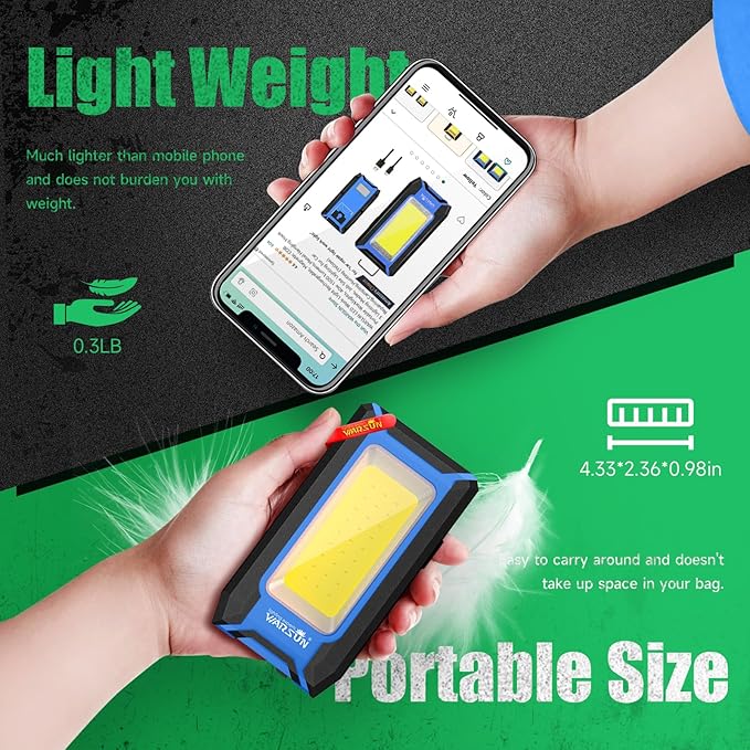 WARSUN LED Work Light Rechargeable, Magnetic COB Portable Worklights, 40w 1500 - Image 4