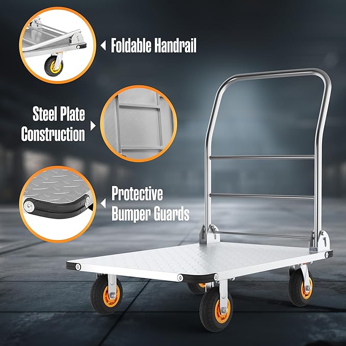 Push Cart Dolly, Flat Cart, Flatbed Platform Trucks - Image 5