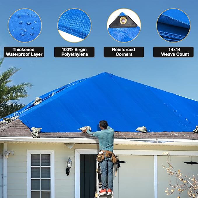 Tarp 20x30 Feet 14 Mil Heavy Duty Waterproof Tarp, Large Multipurpose Cover - Image 4