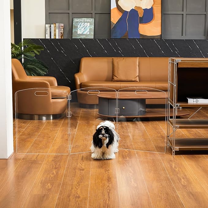 Modern Frame Clear Acrylic Freestanding Pet Gate - Image 7