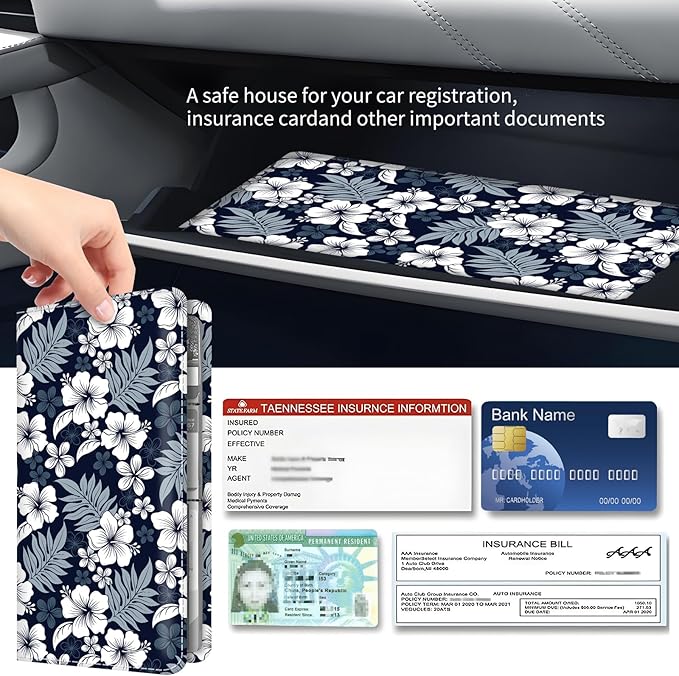 Premium Car Registration and Insurance Card Holder, Cute PU Leather Car - Image 3