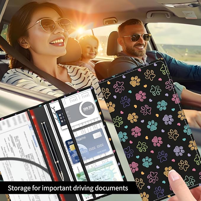 Premium Car Registration and Insurance Card Holder, Cute PU Leather Car - Image 2