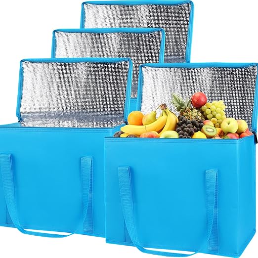 Bodaon 4-Pack Insulated Reusable Grocery Shopping Bag, X-Large Frozen Food Cold by Bodaon
