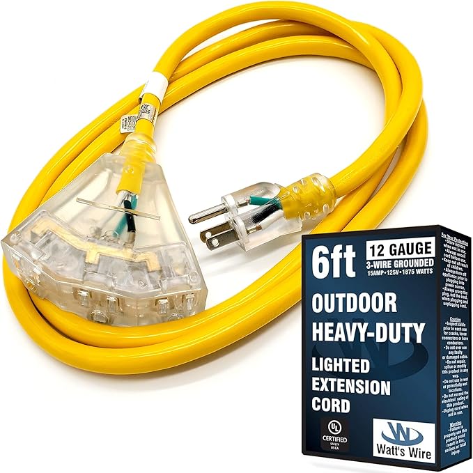 6 ft Short Outdoor Extension Cord Waterproof by WattsWire