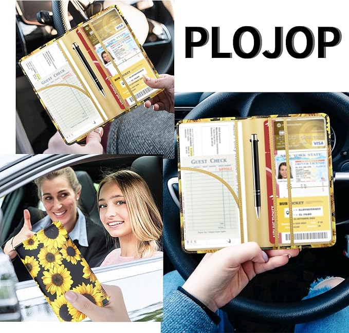 Car Registration and Insurance Card Holder, Leather License Document Floral - Image 2