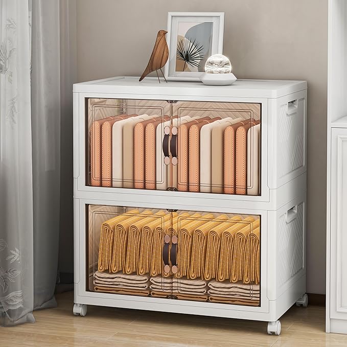 Storage Bins with Lids and Wheels, 199QT-99.5QT*2Tier Collapsible Bathroom by Unknown