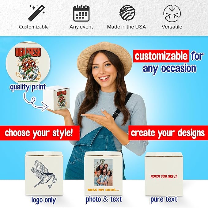 MT Products Custom Printed White Cardboard Shipping Boxes 5" x 5" x 5" - Image 7
