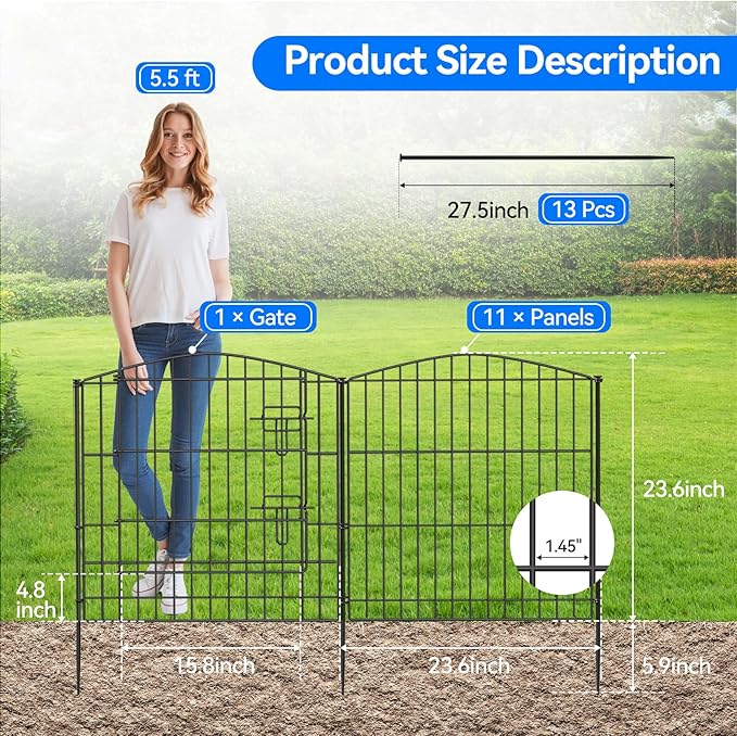 INJOPEXI Garden Fence 12 Panels 23.6ft×24in Decorative Garden Fences - Image 2