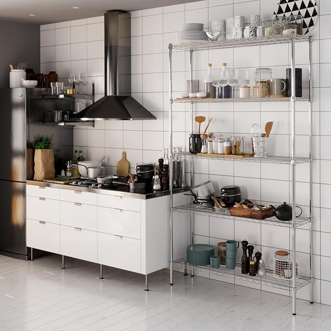 14" Deep x 48" Wide x 86" Height Wire Shelving Kit | 5-Tier | NSF Commercial - Image 8