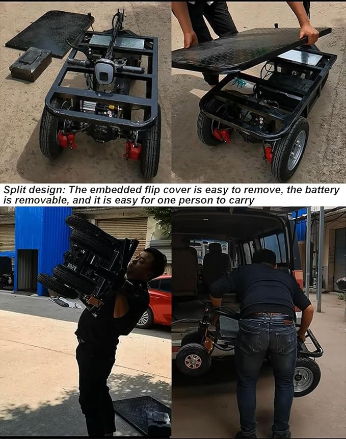 Electric Flatbed Durable Heavy Duty Steel Flatbed Cart Folding Hand Cart 600kg - Image 3