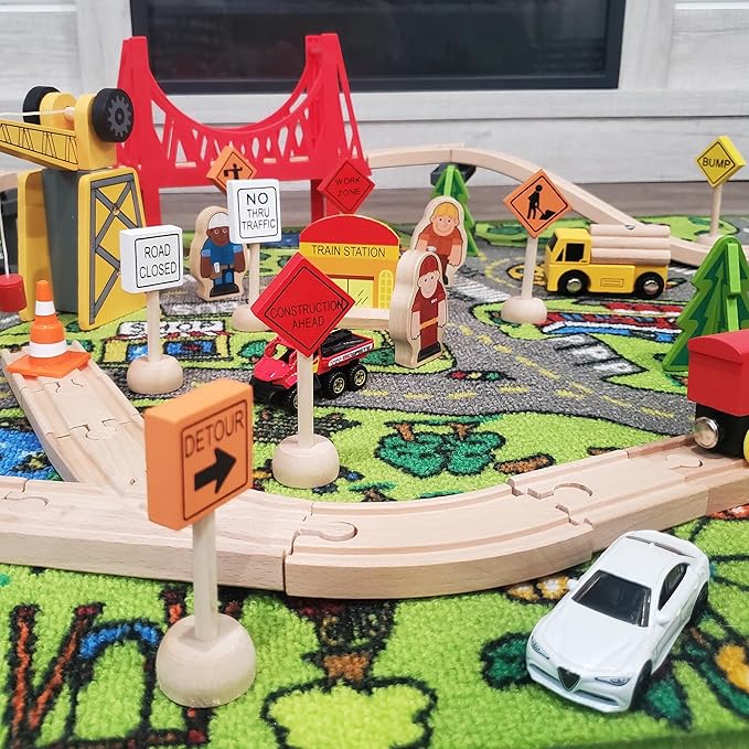 Attatoy Toy Wooden Road Construction Traffic Sign Set; Street Signs Small Toy - Image 2