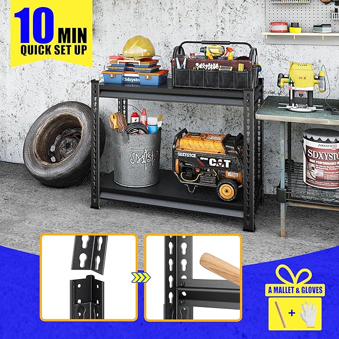 40" W Garage Shelving Heavy Duty, 900 Lbs Loads Garage Storage Shelves Heavy - Image 6