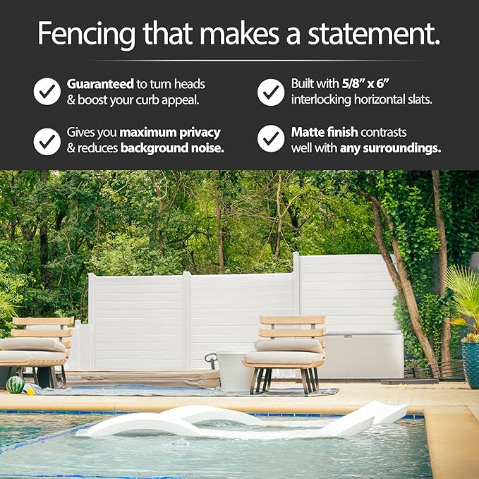 69" H x 72" W White Aluminum Privacy Fence Panel – Modern Pre-Assembled Garden - Image 3