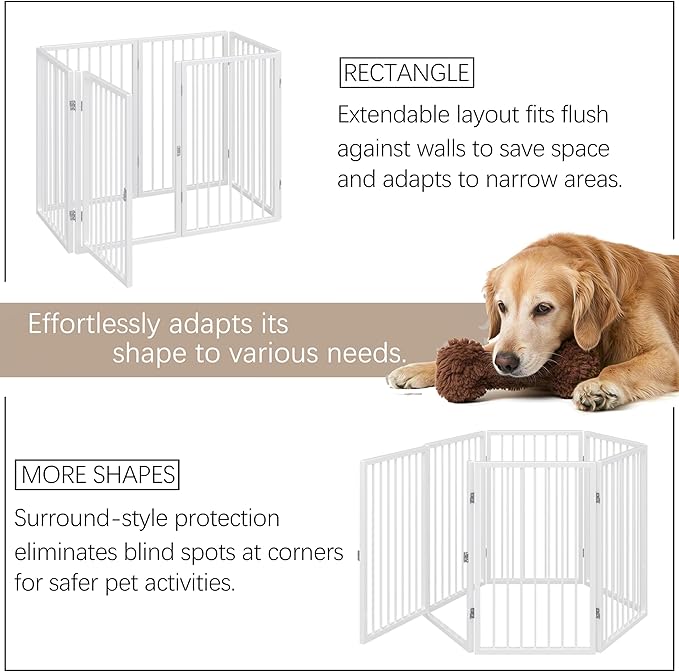 Vantas Folding No-Assembly Metal Pet Gate 120" Wide, Freestanding Accordion - Image 5