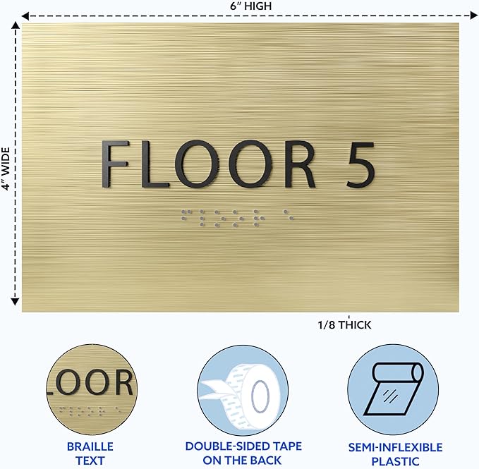 6" X4" Floor 5 Sign - Image 3