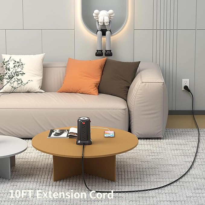 Surge Protector Power Strip 10 FT Cord, PD 20W USB C Power Strip Tower - Image 5