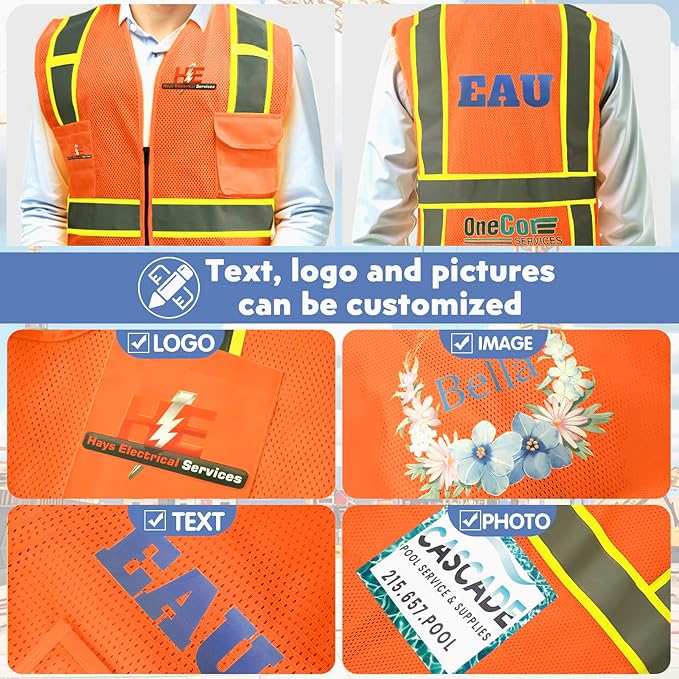 BeautyWill Custom Safety Vest Customized Logo Class 2 High Visibility - Image 4
