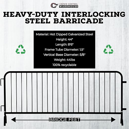 Angry Bull Barricades Metal Interlocking Steel Barricade - Image 2