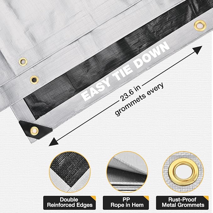 Tarp 12x16 Feet 14 Mil Heavy Duty Waterproof Tarp, Large Multipurpose Cover - Image 5