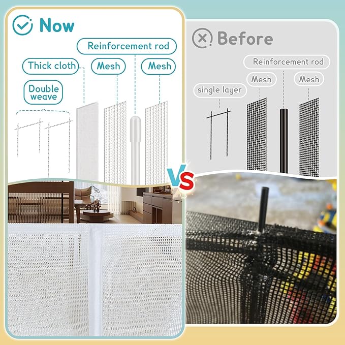 140'' Retractable Baby Gates Extra Wide, Security Upgrade Reinforcement Rods 11 - Image 3